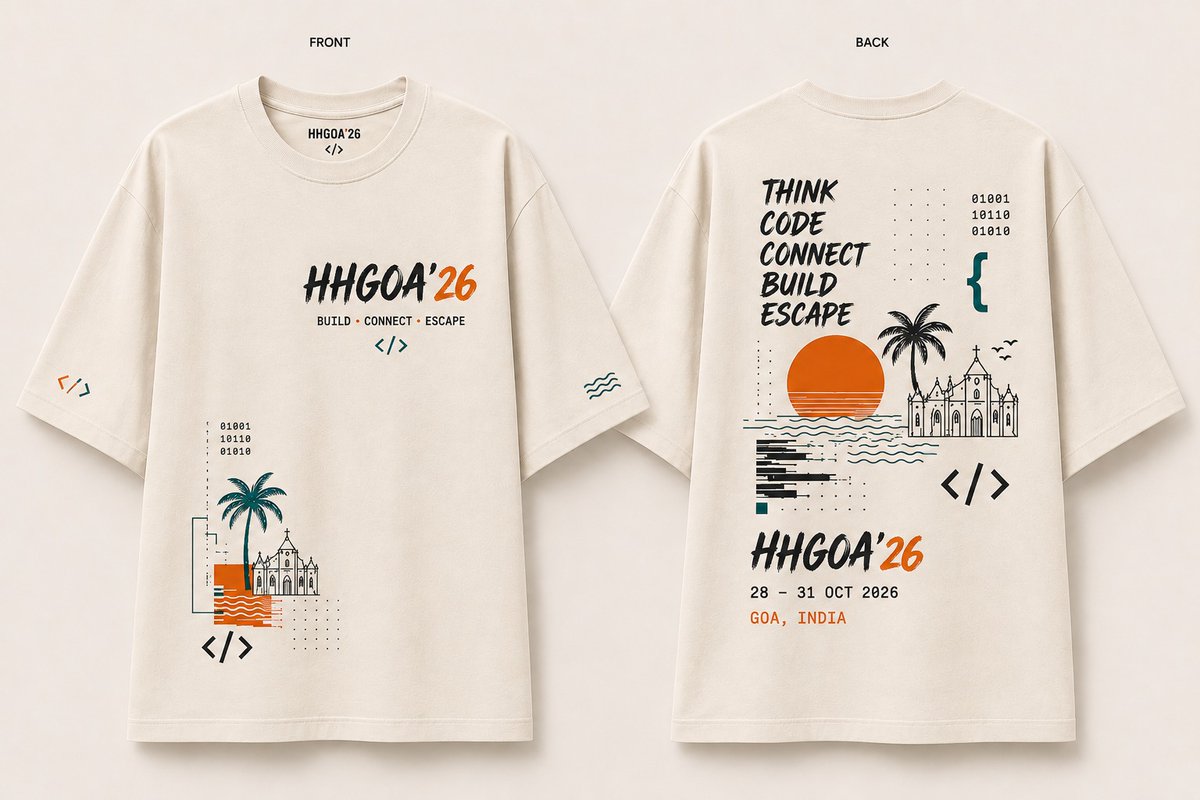 hutej_mane's tweet photo. HHGoa26 Merch 🌴💻

Where Goa’s coastline meets codeline

A minimal, wearable concept built around:
* Goa × Technology
* Build • Connect • Escape
* Coastal heritage + hacker culture

Would love to see this on the HHGoa26 crew. 👀
Team name:- Closed AI

#HHGoa26Merch #HHGoa26 https://t.co/DUW8PxSjWY