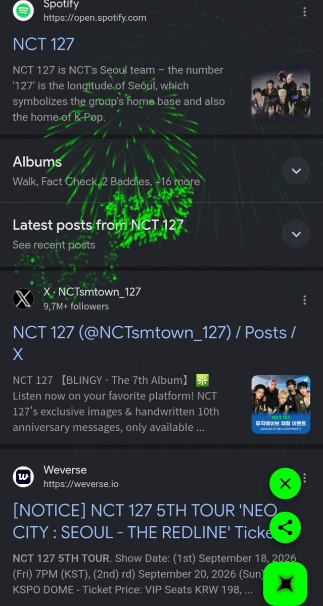 kitkattyong_95's tweet photo. Selain pist*l sama samurai, apalagi yg klean bawa pas renewal kontrak? @ ilichil
NGGA PERNAH CB SEMEWAH INI!!!😭😭
Search NCT 127 di google trus nanti klik logo Blingy di bawah, bakal muncul firework trus endingnya bakal ngebentuk tulisan 127😭😭😭 https://t.co/rE6CAn5r3N