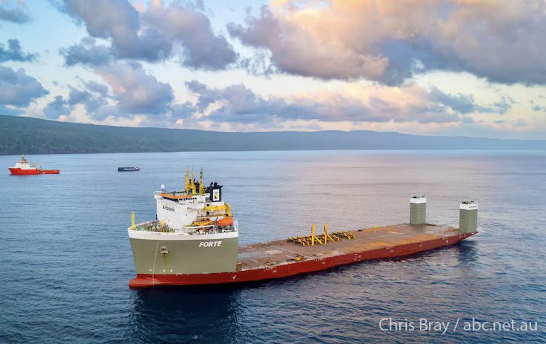 cb_doge's tweet photo. BREAKING: Starship will be carried home to Starbase, Texas, on a massive 48,000-ton semi-submersible vessel called Boskalis Forte.

SpaceX’s Ship 40 will be lifted from the ocean off Christmas Island, an Australian territory, and carried home to Starbase, Texas, aboard a massive 48,000-ton semi-submersible vessel.

After Starship survived its Flight 13 splashdown and spent more than three weeks at sea, SpaceX worked with the Australian Space Agency and the federal government to tow the 52-meter spacecraft to the island’s Flying Fish Cove.

Forte will submerge its cargo deck beneath the water, position Starship above it, and then rise, lifting the spacecraft from the ocean for transport. Recovering it will give SpaceX engineers invaluable data from its spaceflight and reentry.