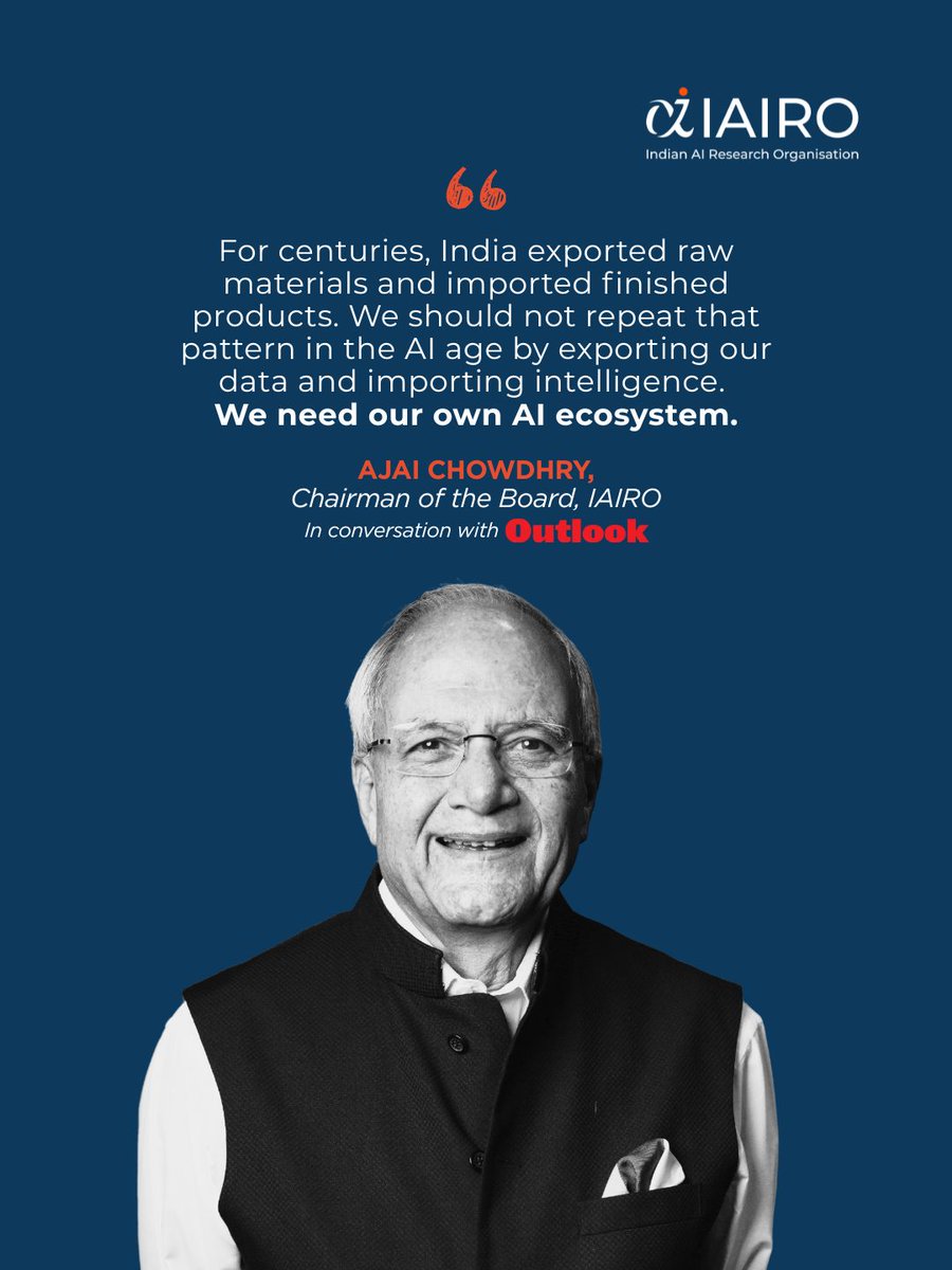 IAIRO_official's tweet photo. "We should build our own LLMs trained on Indian languages, Indian datasets and Indian business problems. More importantly, we should build thousands of specialised SLMs that solve local problems efficiently and securely."

At IAIRO, we believe this is the direction India’s AI ecosystem must move towards building intelligence that is efficient, specialised, secure and rooted in India’s real-world needs.

The opportunity is not just to adopt AI, but to build the intelligence that powers India’s next chapter.

Read Ajai Chowdhry’s perspective on building India’s own AI ecosystem

https://t.co/BLeqf5SiMh

@AjaiChowdhry 

#IAIRO #IndiaAI #SovereignAI #SmallAI #SLM #ArtificialIntelligence