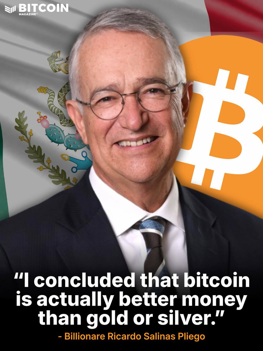 SmithClarixdmb's tweet photo. 🇲🇽 Ricardo Salinas Pliego, the Mexican billionaire and founder of Grupo Salinas, just revealed that 80% of his liquid portfolio is now in Bitcoin 👀

#binaryoptions #bitcoininvestment #binarytestimony https://t.co/FRweaHmD7I