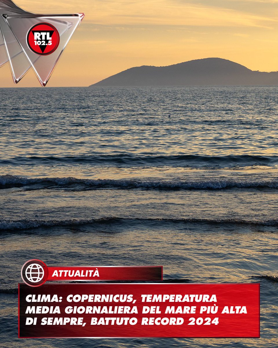 rtl1025's tweet photo. 🌡️ La temperatura media giornaliera globale della superficie del mare (Sst) ha raggiunto il livello più alto mai registrato, superando il precedente record stabilito nel marzo 2024. Copernicus Climate Change Service (C3S) ha confermato il record: con una temperatura di 21,1 °C il 22 agosto è stato superato il precedente valore massimo di 21,09 °C. Il set di dati C3S Era5 risale al 1979.

"Sebbene i record giornalieri debbano sempre essere interpretati in un contesto climatico più ampio, questo traguardo è coerente con il continuo riscaldamento a lungo termine degli oceani globali e con l'emergere di un evento El Niño estremo nel Pacifico tropicale", spiega Copernicus.

"Questo record è un altro chiaro segnale di un oceano sottoposto a crescente stress - avverte Samantha Burgess, responsabile strategica per il Clima presso l'Ecmwf - El Niño sta aggiungendo calore al sistema, ma lo fa in aggiunta a decenni di riscaldamento causato dall'uomo. Con l'aumento continuo delle temperature oceaniche,
aumentano anche i rischi per gli ecosistemi marini e le comunità costiere. Le conseguenze sono già visibili: il numero di giorni di ondate di calore marine a livello globale è più che triplicato dall'inizio degli anni '90, esercitando una pressione crescente sugli ecosistemi marini e sulle comunità che dipendono da essi".