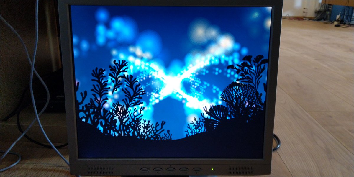 arm1n's tweet photo. New #sega #dreamcast demo "Mutate" by Haujobb running on a real DC via VGA output.
Good jobb! :)
#demoscene #evoke https://t.co/hJpBTikwIU