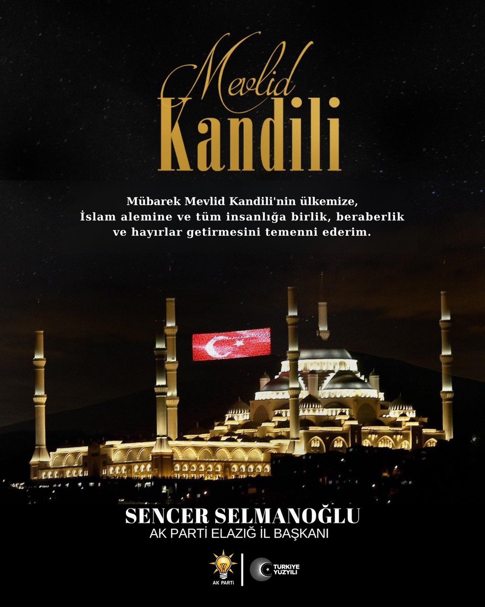 isselmanoglu23's tweet photo. Peygamber Efendimiz Hz. Muhammed’in (S.A.V.) dünyaya teşriflerinin yıl dönümü olan mübarek Mevlid Kandili’nin ülkemize, İslam âlemine ve tüm insanlığa birlik, beraberlik ve hayırlar getirmesini temenni ederim.

Mevlid Kandilimiz mübarek olsun.

@Akparti 
@abuyukgumus https://t.co/hZEaVKSwL8