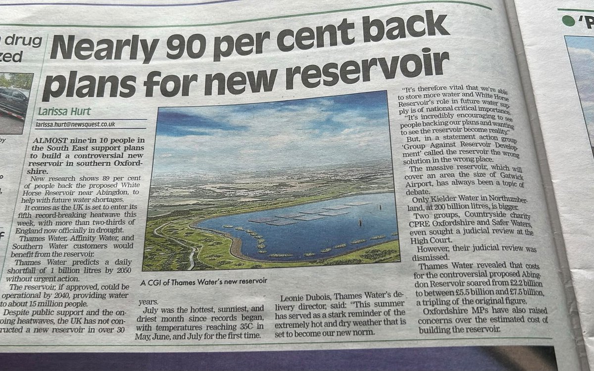 lfg_uk's tweet photo. Three weeks ago, LFG demanded the Government END THE DELAYS and BUILD ABINGDON RESERVOIR.

Now new polling shows almost 9 in 10 people in the South East want it BUILT.

Our ancestors built reservoirs in FOUR (4) YEARS.

We have better technology and better machinery.

So there’s NO EXCUSE for the Government.

It SHOULD NOT take us DECADES.

ENOUGH. PASS AN ACT. GET IT BUILT.