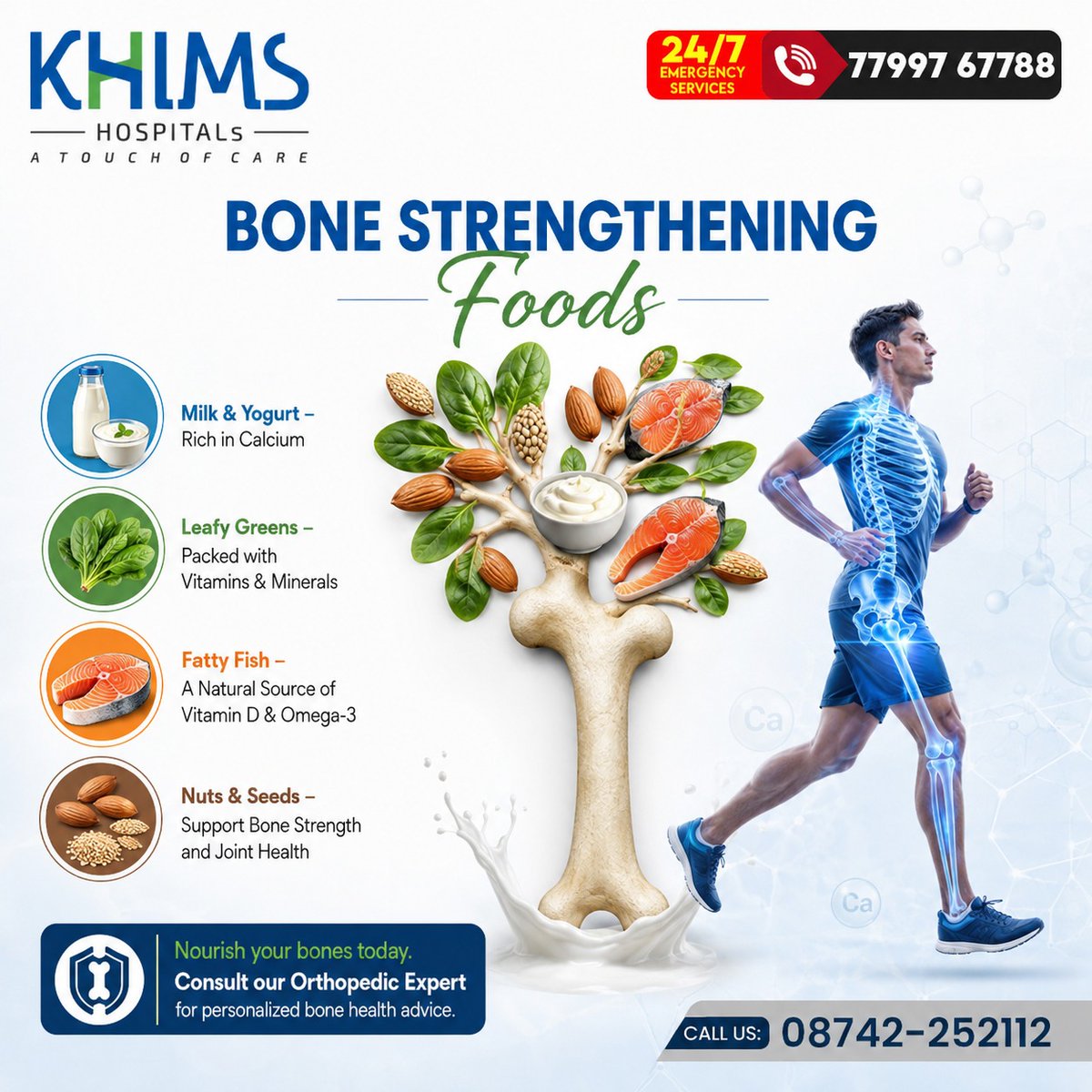 Khimshosp's tweet photo. Strong bones start with smart nutrition!

Your daily diet plays an important role in supporting bone strength, joint health, and overall mobility. 

Book your consultation today!
Call: 08742-252112 | 77997 67788
#BoneHealth #StrongBones #BoneStrength #HealthyBones https://t.co/UQgMX71lDC