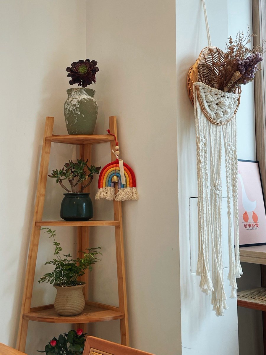 SarahcBjorklund's tweet photo. Just finished my first macramé plant hanger using only cotton rope and a wooden ring! The perfect cozy touch for my small apartment. #HandmadeWithLove https://t.co/43RxEVHkAk