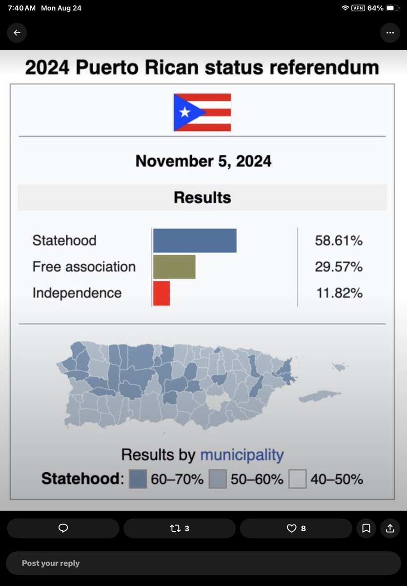 DAVILACOLON's tweet photo. Dear Fox News: We can understand that as a conservative news organization aligned with MAGA values, you are opposed to 🇵🇷admission as a State of the Union. That’s your legitimate editorial line. What we must condemn is you publishing FAKE news based on six person in the streets off the cuff interviews, pretending to contradict electoral facts and democratic mandates from Puerto Rico’s voters, consistently sustained over 16 years in 4 different referendums. Facts are facts and no self respecting news organization would attempt to substitute electoral mandates for bullshit prefabricated interviews with no scientific nor electoral weight. Do not mislead your audience. There is no need for lies. Keep your act clean. Shame on you‼️@foxnewspolitics @FoxNews