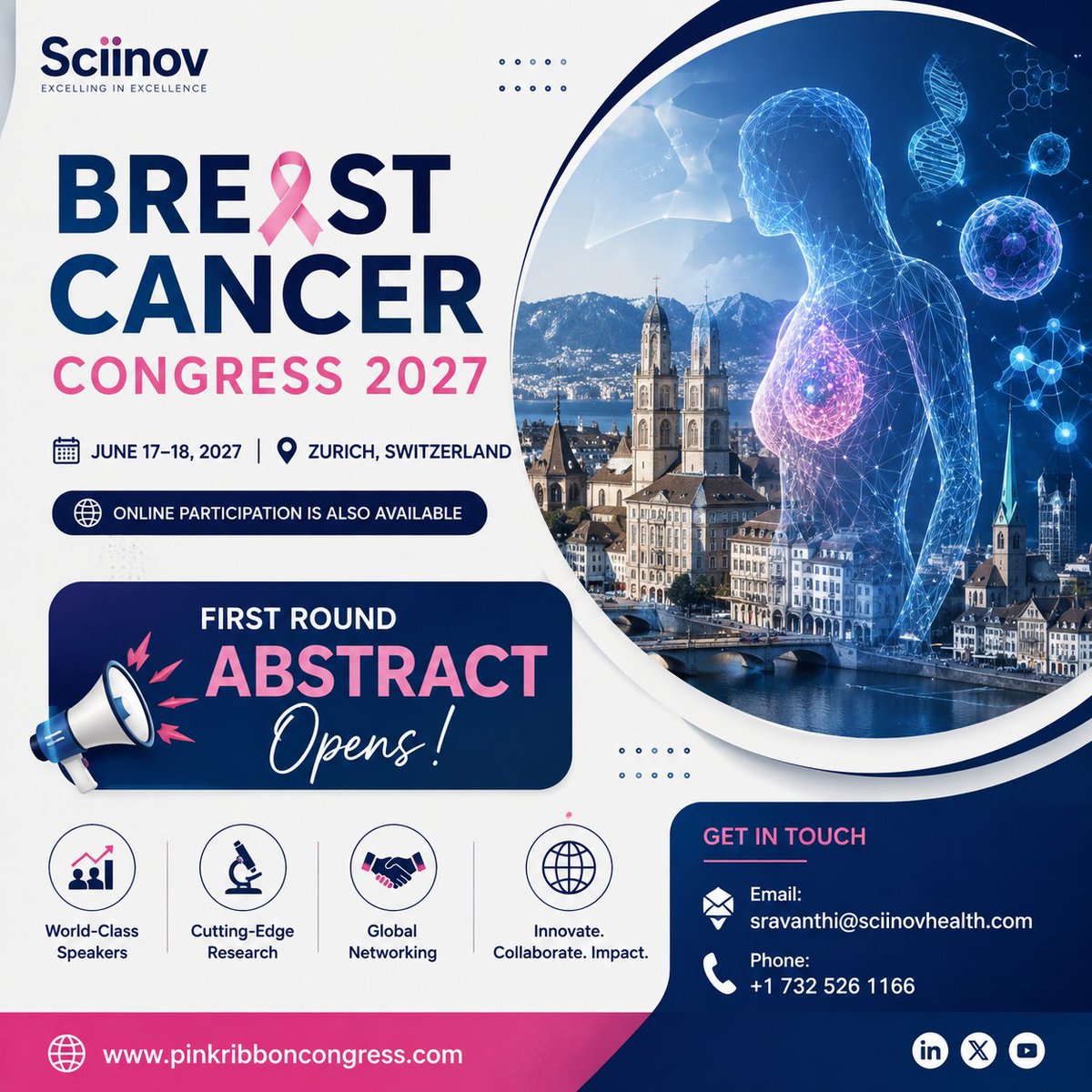BCC_2026's tweet photo. Breast Cancer Congress 2027

Join leading experts to explore breakthroughs in breast cancer research.

June 17–18, 2027 ,#Zurich, #Switzerland

 https://t.co/OwwoGK8U88

 sravanthi@sciinovhealth.com

#BreastCancer #Oncology #CancerResearch #BreastCancerCongress #MedicalConference https://t.co/wgTcN3EwOT