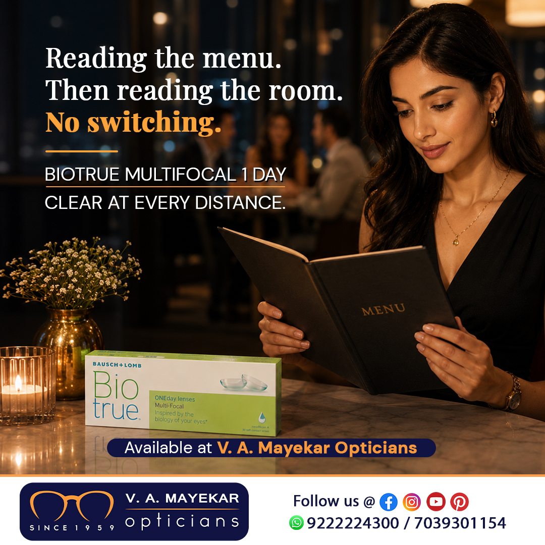 VAMayekarOptics's tweet photo. From the laptop screen to the far end of the room, multifocal 1 day lenses mean you stop switching between glasses and squinting you just see.
Ask if multifocal contacts fit your routine.
📍Thane & Mumbai
📞9222224300
#MultifocalLenses #BiotrueContacts #ClearAtEveryDistanc https://t.co/eaNpkdcMHB
