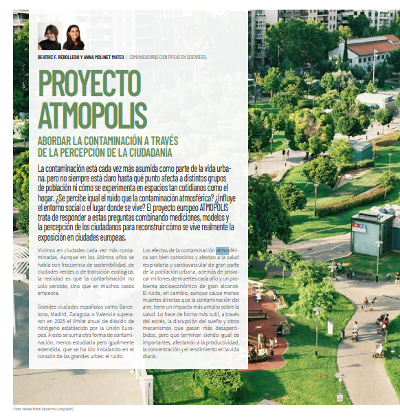 Atmopolis_EU's tweet photo. @ciudadS launched a special issue on #environmentalresearch in Spanish universities, and #ATMOPOLIS is featured on it!

@OriolMarquet (@gemottuab) &amp; Jonathon Taylor (Tampere University) highlighted its innovative approach using #citizenparticipation.

👉 https://t.co/V5qIh463qm https://t.co/7RA523uIVC