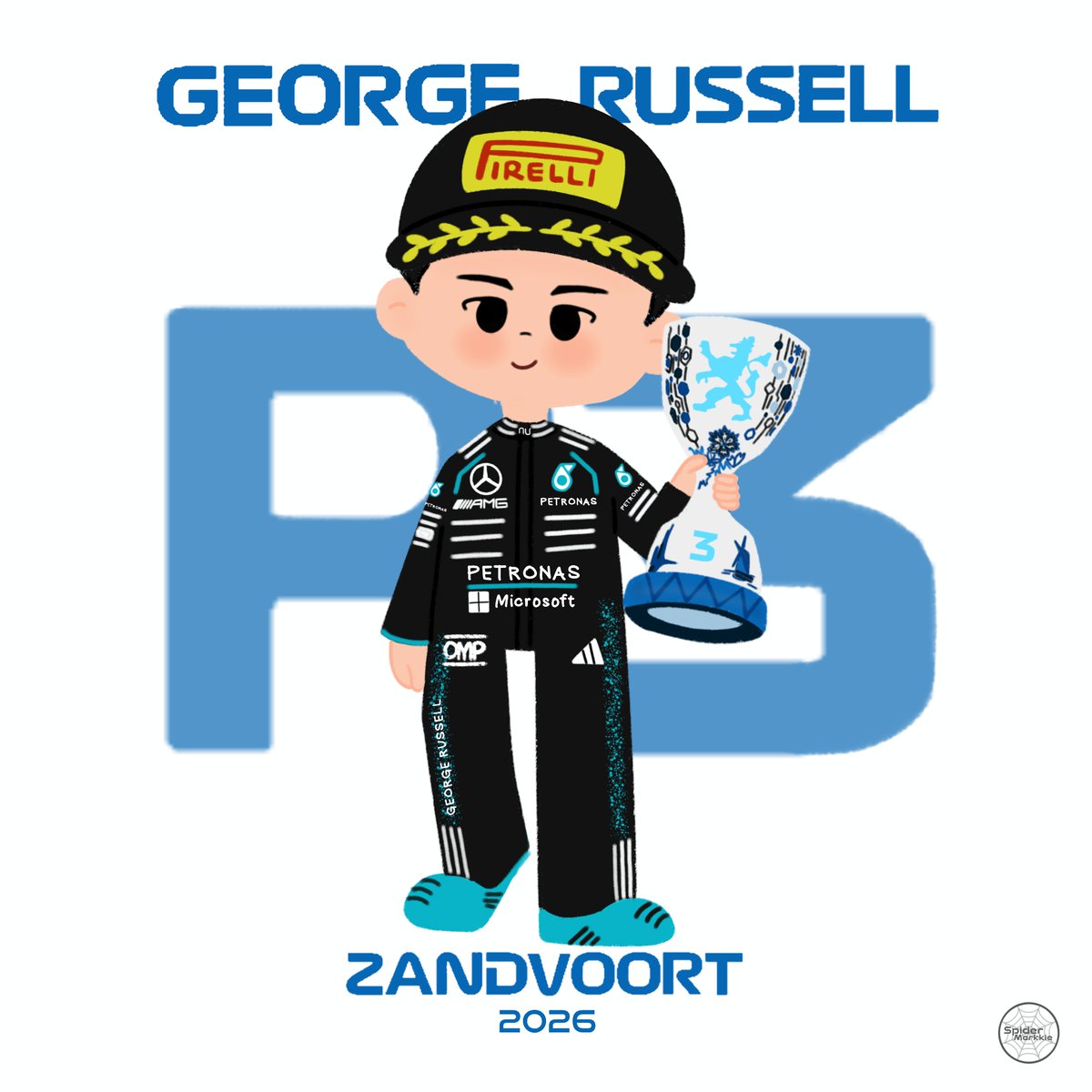 spiderMarkkie's tweet photo. Thank you so much to our Minister of Defence, #GeorgeRussell 

P3 in Zandvoort✨️

#GR63 https://t.co/ULYzoKugx1
