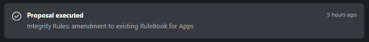 morbidejs's tweet photo. Integrity Rules: amendment to existing RuleBook for Apps proposal was marked as completed. This starts the formal 4 round grace period for apps to make sure they are compliant with all of the rules. 

https://t.co/vrZKY2Cw6v https://t.co/ZBPNTLce2j