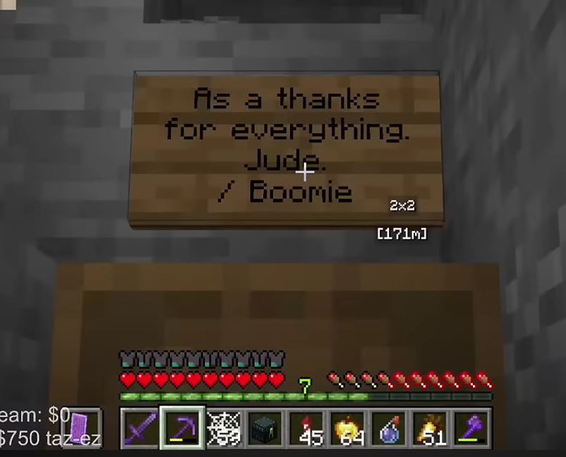 insectlover001's tweet photo. from the gifts to jude and parker for helping boomie when he came back on the server.. to finally calling themselves a team at the end during the campfire talk.. how am i meant to move on. and their base being rebuilt together🥹 thats home..? https://t.co/CHrtTUpFW7