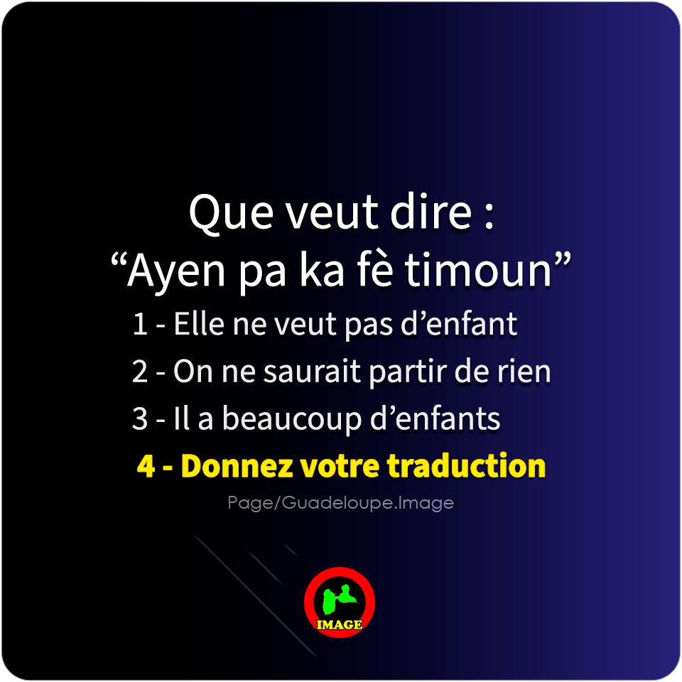 Guadeloupe_Pic's tweet photo. ✨ Proverbe de Guadeloupe 👉 "Ayen pa ka fè timoun" !
Connaissez-vous cette expression ? https://t.co/EcqPupXKRO