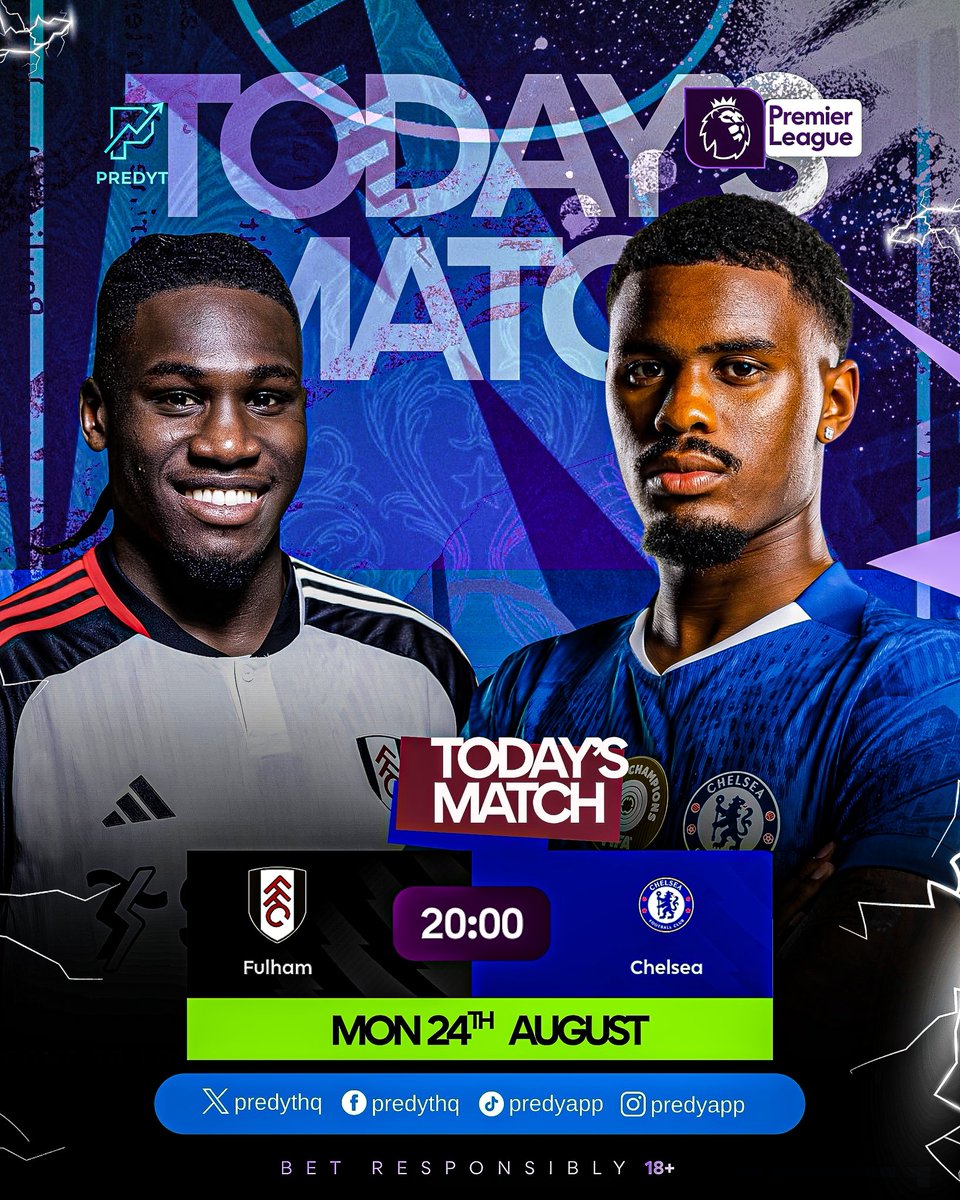 PredytGame's tweet photo. FULHAM 🆚 CHELSEA — 8PM

Who are you backing? 👀

Make your predictions on Predyt and let’s see who really knows ball. 🔥

#Predyt #MatchDay #PremierLeague #LaLiga #PredictForFree https://t.co/dziBwFQEce
