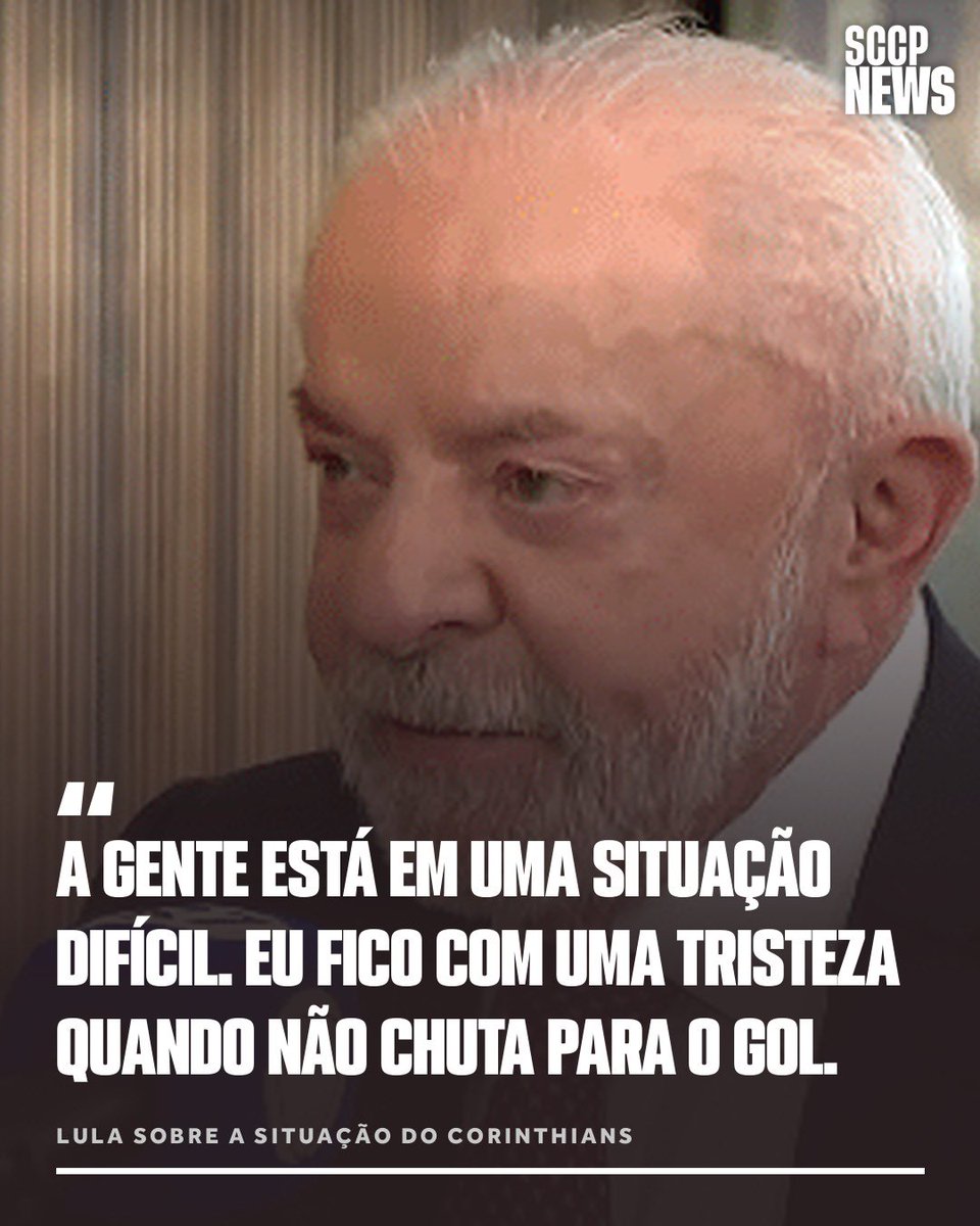 _sccpnews's tweet photo. ⚫⚪ | O presidente Luiz Inácio Lula da Silva comentou sobre a dívida do Corinthians, que impede contratações devido a dois transfer ban, e afirmou que a equipe precisa de novas peças e de chutar mais ao gol.

📸 | Reprodução https://t.co/gUzABIaKPa