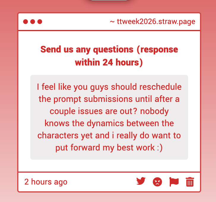 teentitans2026's tweet photo. We decided to open prompt submissions now because the actual week will take place after a few issues have released, which means people will be able to get a feel for their dynamics before the time and get to be creative with the prompts. Don't worry, we're planning on having + https://t.co/qL3c1j3GlW