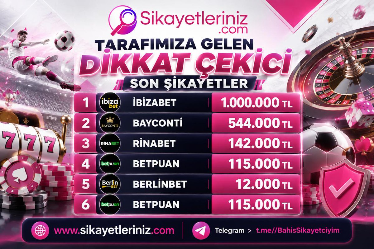 SikayetSM's tweet photo. https://t.co/mqx22uadpa 
son 7 günde tarafımıza düşen şikayetlerden dikkat çekicileri!  

🧲Sizlerde şikayetlerinizi bir çok alanımızda yayınlatıp bunun raporlamasını isterseniz telegram grubumuza giriş yapabilirsiniz.  

https://t.co/SC1rZE3s7g 

#bahis #bonus #casino #freebet https://t.co/mfMN29MhtB