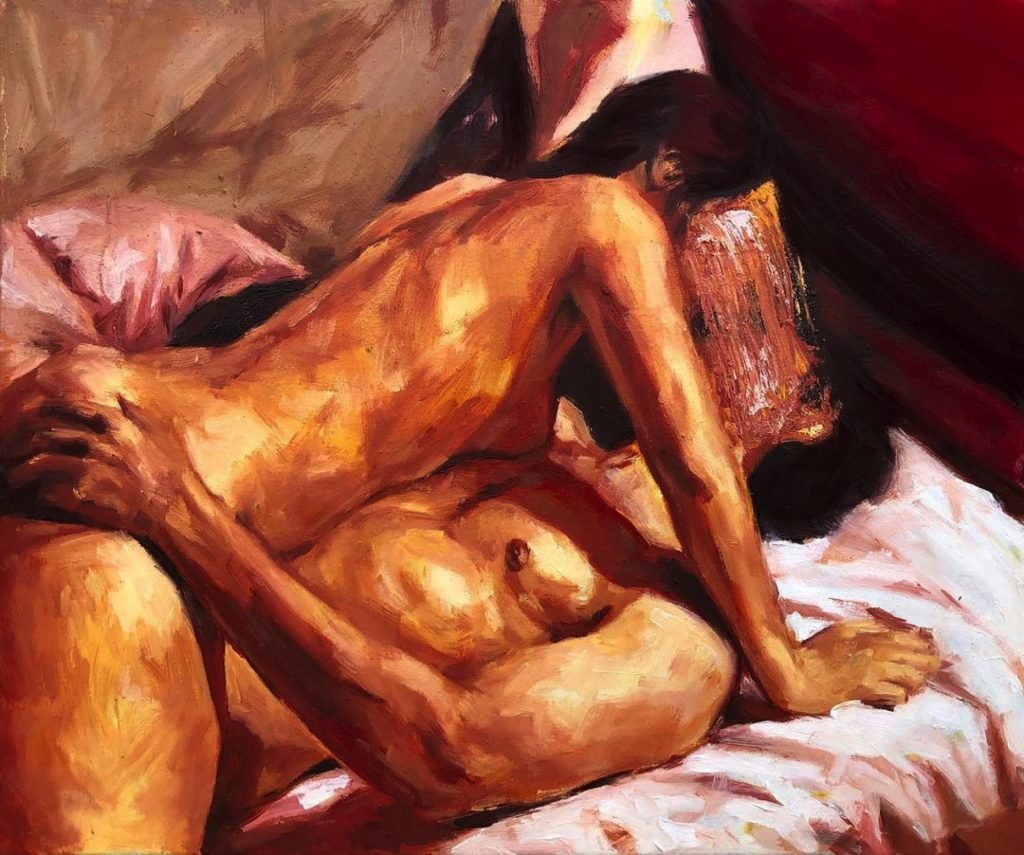whistlingpetals's tweet photo. "intimacy" painted by llaria Ratti https://t.co/FsAJLzx5EG