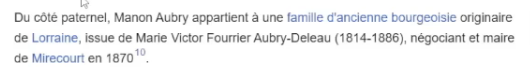 yt_LaMinuteInfo's tweet photo. Bonjour @Wikipedia , pourquoi avez vous retiré ce paragraphe sur la biographie Familiale de la député LFI Manon Aubry expliquant qu'elle est issue d'une famille de la haute bourgeoisie depuis plus de deux siècles ? https://t.co/s0WVb7YptI