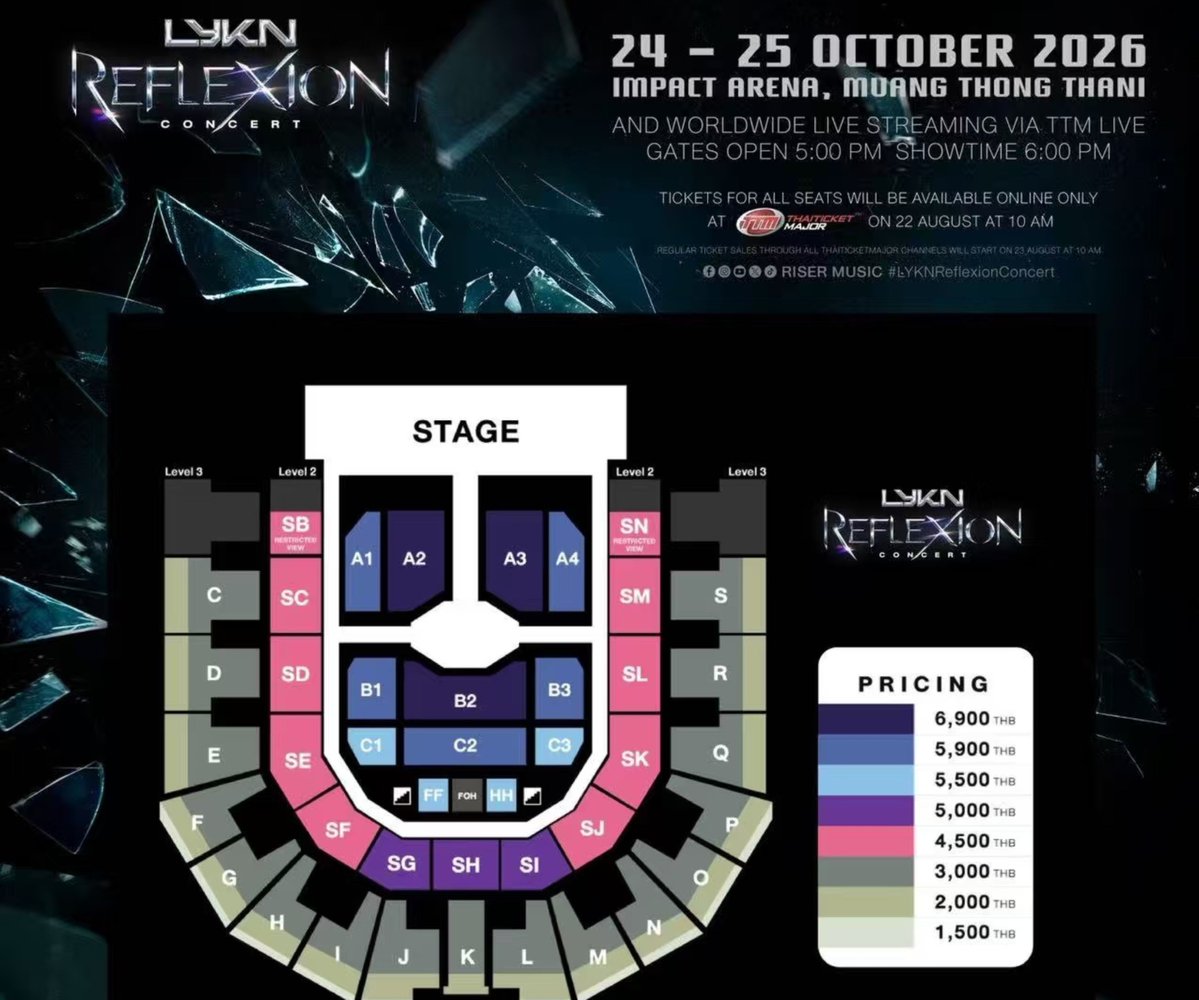 hydkfss's tweet photo. WTS | ขาย 

🎫 2x tickets (seated together)
? Both dates available 
6900 baht
5500 baht 
Foreigners are welcomed much 🙏
Please DM me if you’re  buying 🥹

 #LYKN
 #LYKNReflexionConcert https://t.co/WMFMhX4mSh