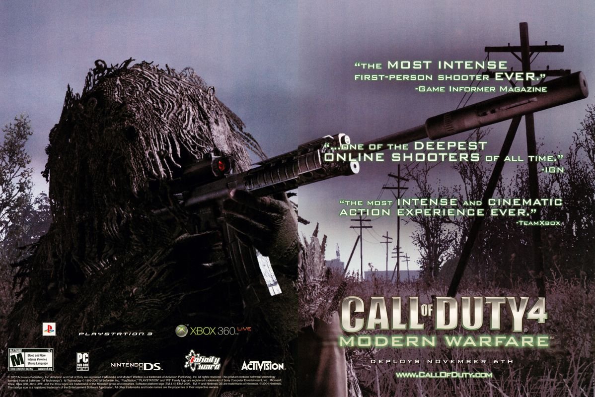 VideoGameHstry's tweet photo. Call of Duty 4: Modern Warfare ads (2007) https://t.co/Hoeg98ssWC