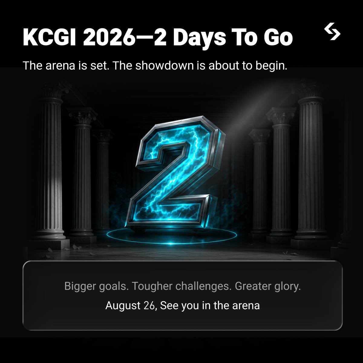BitgetSL's tweet photo. 🔥 2 DAYS TO KCGI 2026! 🏆

The UEX arena is almost open. ⚔️

3,000,000 USDT reward pool. 💰
Bigger goals. Tougher challenges. Greater glory.

🗓 Aug 26
Ready to enter the arena? 👀 https://t.co/Cm8uNjgGC6