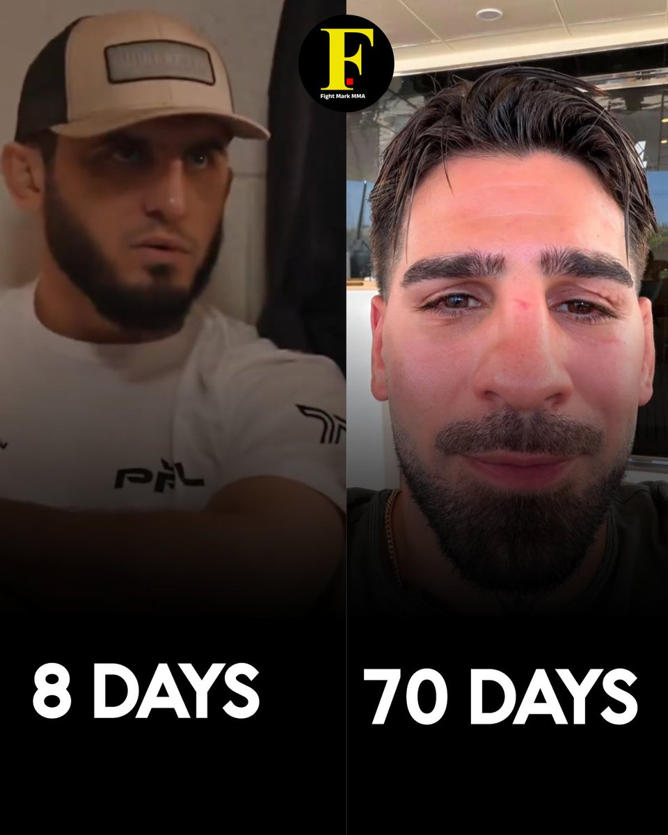 fightmarkmma's tweet photo. Islam Makhachev's face has already healed just 8 days after his fight with Ian Garry, while Ilia Topuria's face still hasn't fully recovered even 70 days later.

Just imagine how brutally Justin Gaethje must have damaged him. 😳 https://t.co/v6QH8I9lz5
