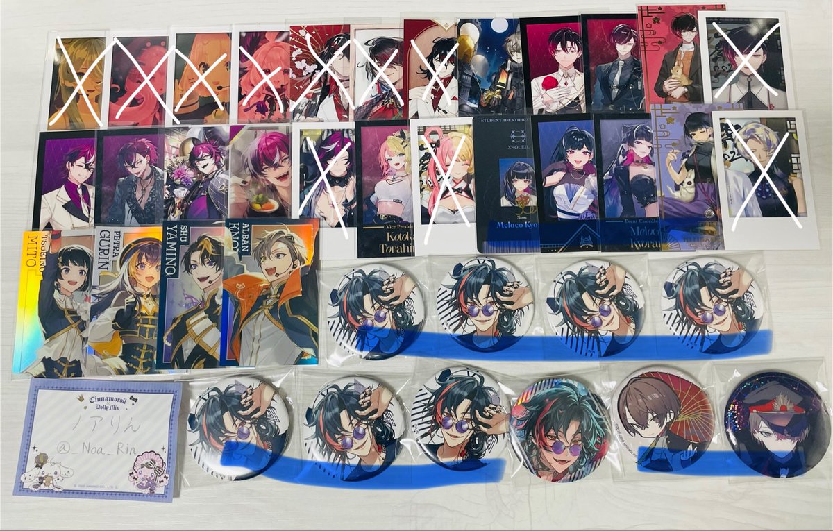 _Noa_Rin's tweet photo. 【交換/譲渡】　にじさんじ　NIJISANJI  EN チェキ　缶バッジ

【譲】画像
【求】リトリン｜画像1.2  300円/個｜画像3  200円/個｜画像4  100円/個(＋送料)

・青線は半額抱き合わせ(抱き合わせは画像4 Z順)
・郵送のみ(3〜)
・8/30に一部中古屋に持って行きます

お気軽にお声掛けください https://t.co/F10QBTDclq