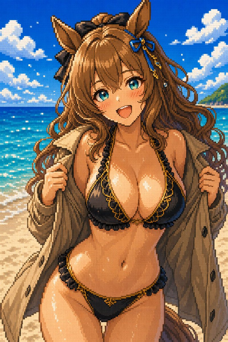 HtRon0601's tweet photo. 水着マルゼンスキーをドット絵風にした

おお〜　って感じ

#ウマ娘 https://t.co/gzWbLNbfux