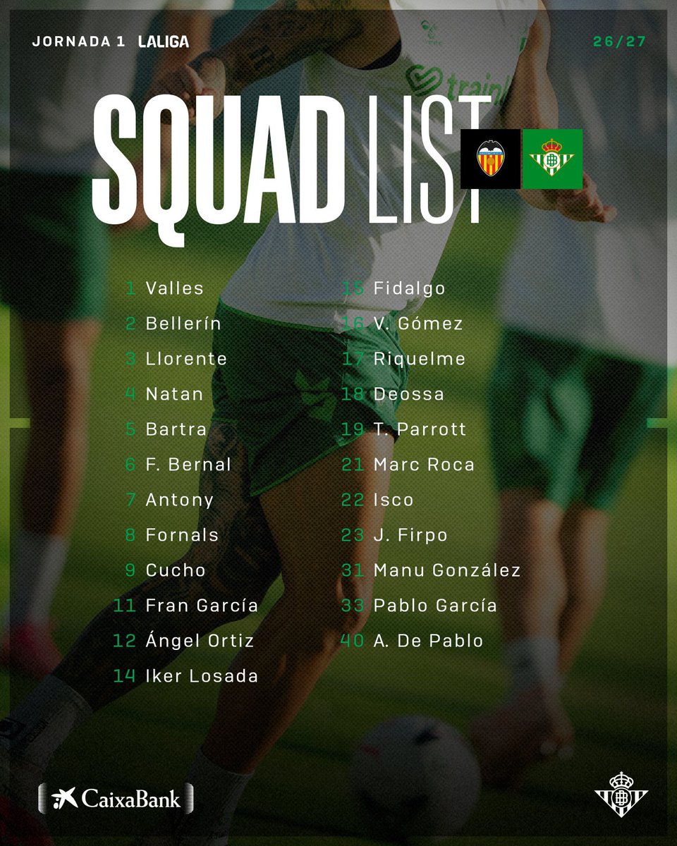 LaCruceta__'s tweet photo. 🟢‼️Troy Parrott, la GRAN NOVEDAD en la convocatoria del @RealBetis para Mestalla. 

✅ Álvaro de Pablo también está presente en la lista como tercer portero. 

❌ ABDE, Lo Celso, Morante, Aitor Ruibal y Petit, las ausencias. https://t.co/M8GoM3SHWe