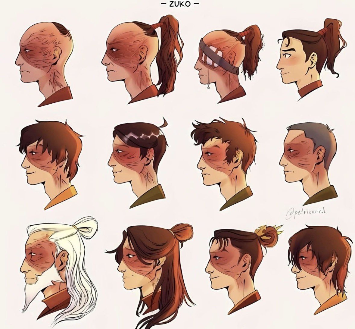 peakmann1e's tweet photo. Zuko’s evolution through the years. Every hairstyle really feels like a different chapter of his life https://t.co/a7ez7o0UNq