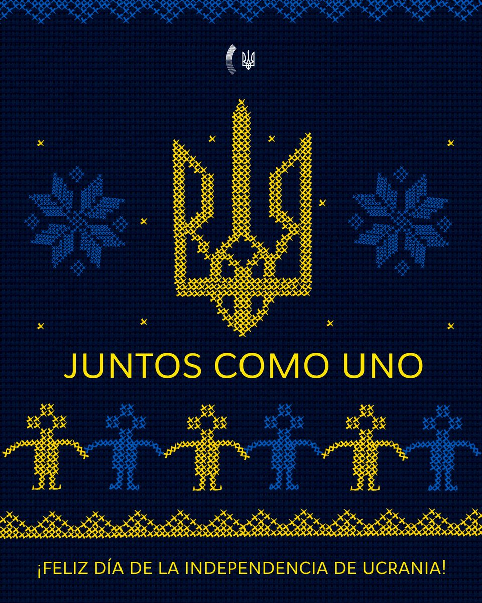 UKRinMEX's tweet photo. Hoy celebramos 35 años de la independencia restaurada de Ucrania. Millones de ucranianos hacen posible este día, y por ello estamos inmensamente agradecidos.
Nuestra gratitud se extiende también a cada socio que apoya a Ucrania y colabora con nosotros en pro de una paz duradera. https://t.co/KaiSRhMav4