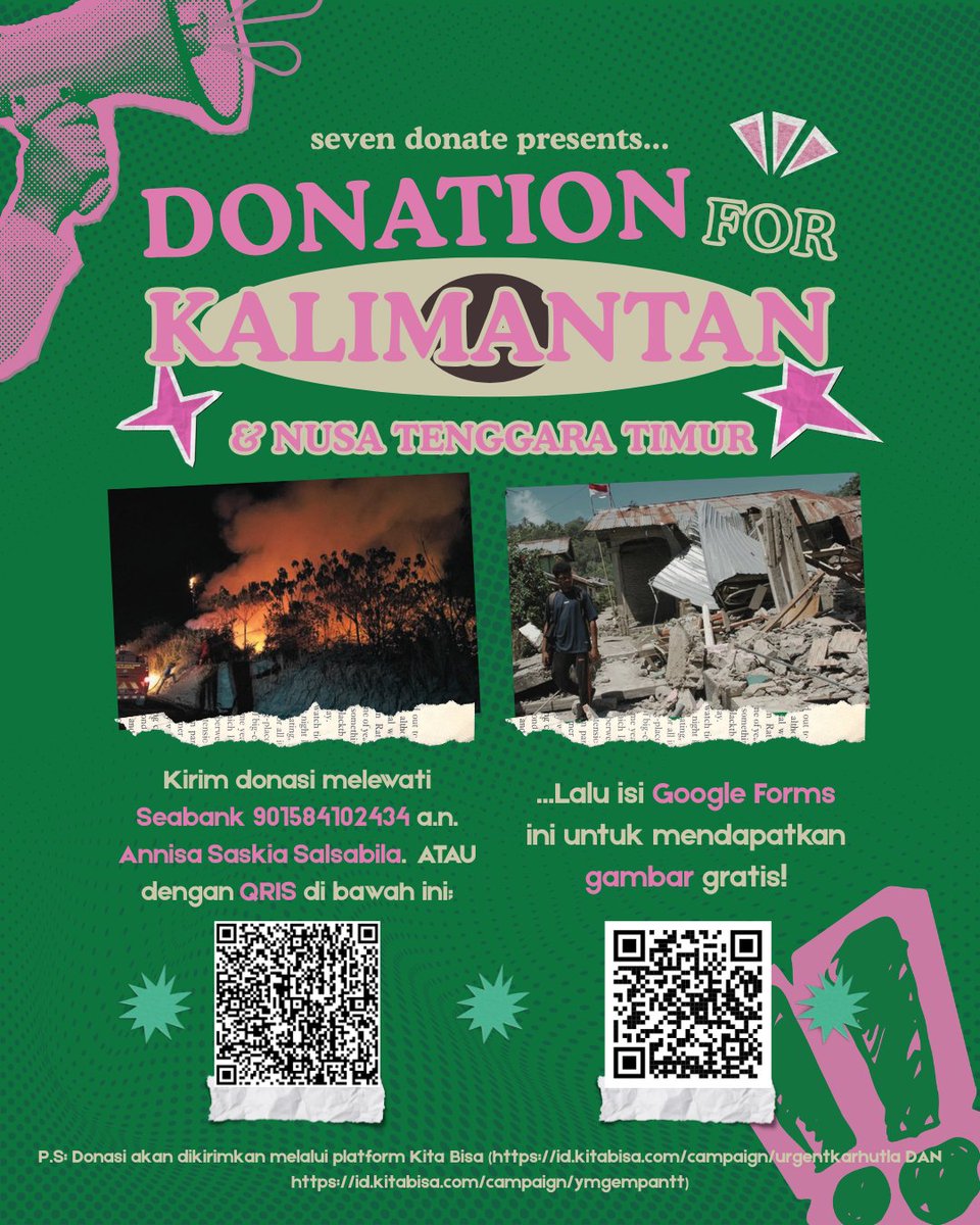 AnnChocoo's tweet photo. ⏰Seven Donate Present : Art Charity for NTT and Kalimantan

Halo, teman-temin!
Kami kembali melakukan Art Charity yang 100% uangnya akan di donasikan ke KitaBisa platform !!  

Batas penerimaan Donasi : 31/08/2026  
#PrayForKalimantan #PrayForNTT #artcharity https://t.co/L3aRMUS9yM