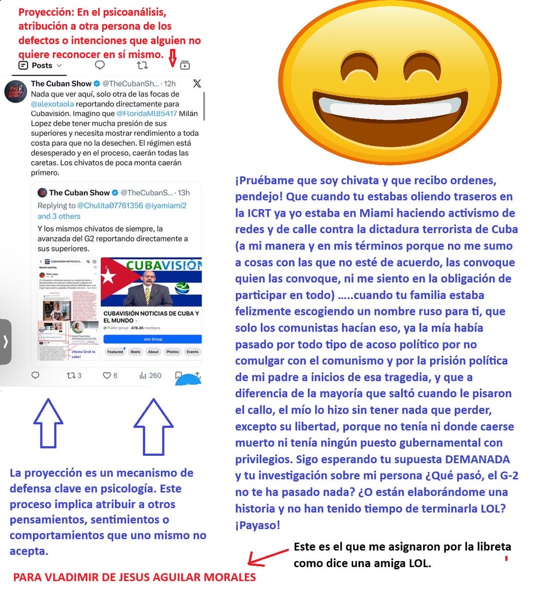 FloridaMl85417's tweet photo. 🤣🤣 Ay como están los pendejos sin H por las redes #Cuba #cubanos. Proyección 24/7 🤣🤣  Sigo esperando la supuesta demanda 🛋️🙄 https://t.co/TtuP6AGoca