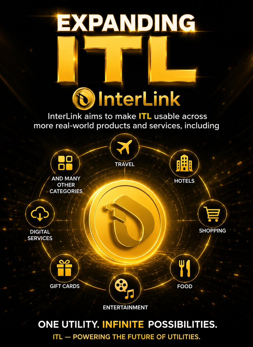 HamzaBello44003's tweet photo. Expanding ITL Utility 
ITL is moving beyond being simply a digital asset it’s about building real-world utility.
InterLink aims to make ITL usable across a growing range of products and services, like travel, hotels etc.
#InterLink #ITLG #ITL #WeAreThe10MillionLinKers https://t.co/rVtZtY98I2