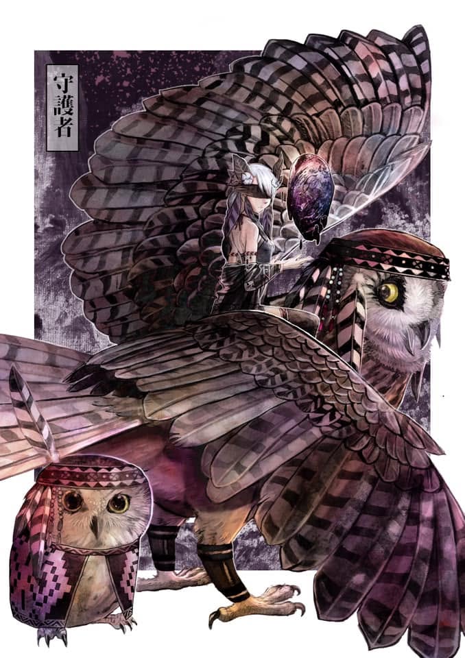 bird09_art's tweet photo. FF47－未來計畫篇－《羽衣（T-shirt）》

這是我十年前的原創作品。

當時用還不太純熟的水墨技巧勾勒，再用水彩一層一層地渲染色彩。沒有 Ctrl+Z，每一筆都是自己留下來的痕跡，也都投入了不少心力。

現在回頭看，作品裡還是有很多瑕疵。
但也正因為這些不完美，反而留下了現在數位創作比較難有的溫度。
十年過去了，我現在看著它，還是能感覺到當時創作時的生命力。

如果有機會，我想重新拿起畫筆，再找回一次當初創作的初心。

而如果能把這份初心，和我現在喜歡的 VTuber 元素結合在一起，或許會是一件很有意思的事。