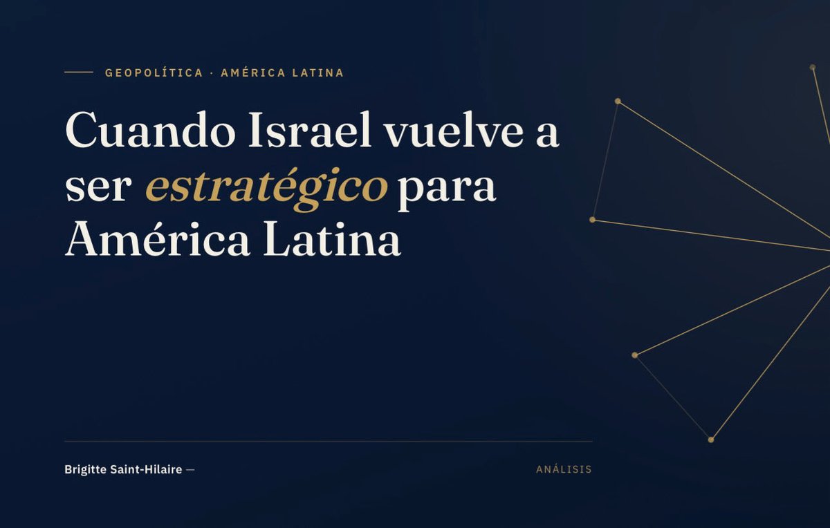 BrigitteSaint's tweet photo. Durante años, hablar de Israel en América Latina fue hablar de una sola cosa: Palestina.

Hoy Tel Aviv vuelve a ocupar un lugar distinto en el tablero regional.

No por ideología, sino por lo que aporta: seguridad, tecnología, inteligencia frente a amenazas cada vez más complejas.

En una región que ya no piensa en bloques sino en utilidad, Israel encontró de nuevo un lugar.

https://t.co/TCs2Klu2Ce