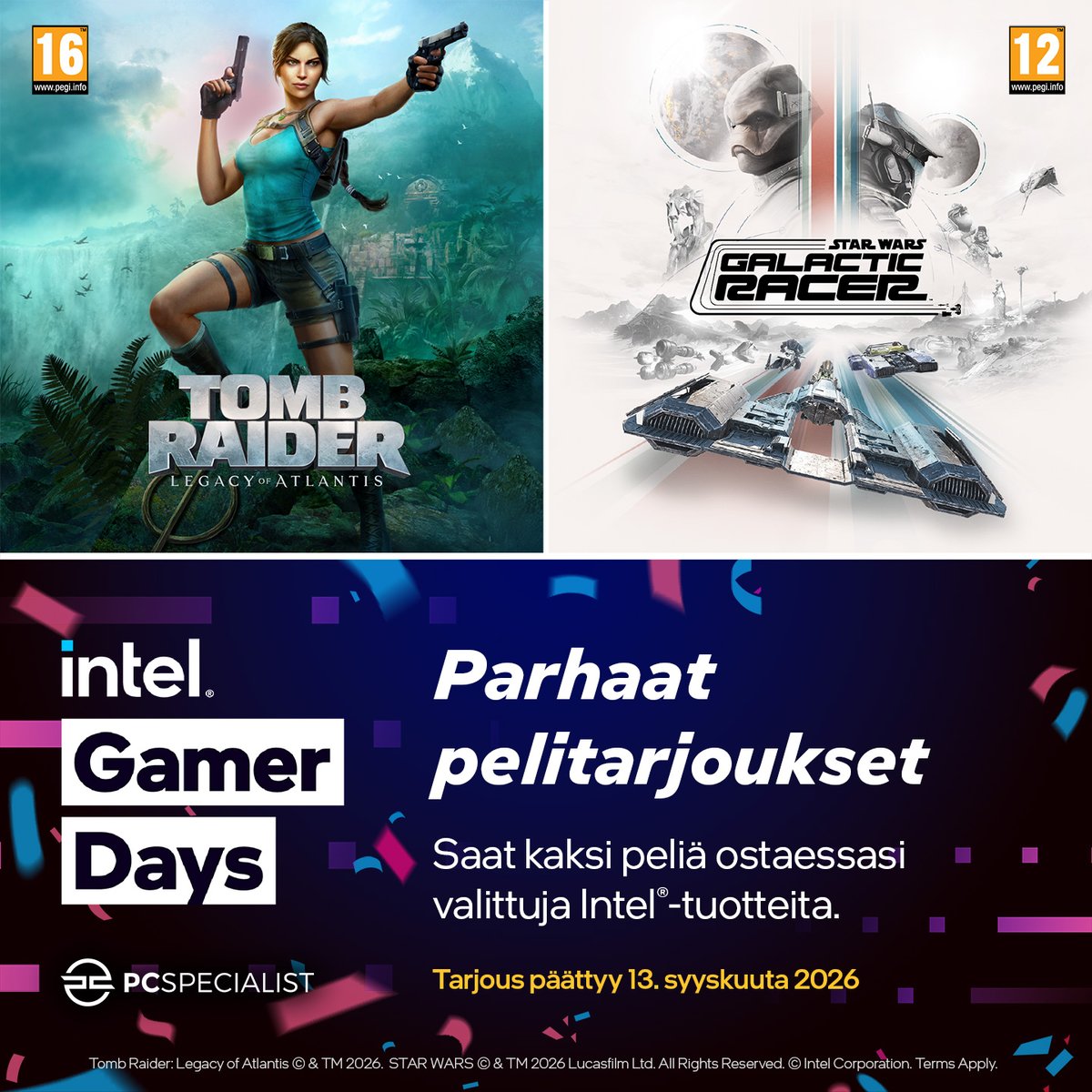 PCSpecialistFI's tweet photo. Saat kaksi peliä Intel Gamer Days -kampanjassa! 🎮

Osta kampanjaan kuuluva Intel-tuote ja saat kaksi peliä kaupan päälle.
Tarjous päättyy 13. syyskuuta ➡️ https://t.co/jGKSKboJrO https://t.co/0160Zw7Hvl