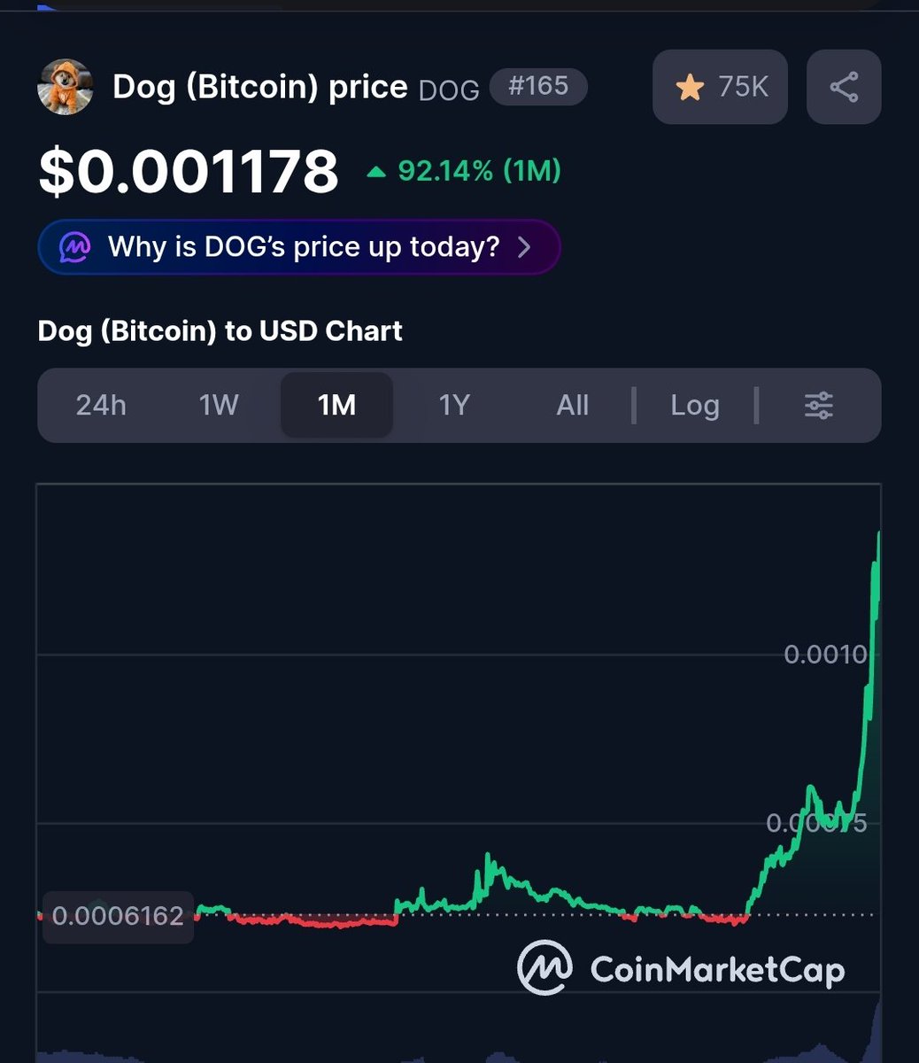 jvenancio's tweet photo. $DOG. ​Hitting rank #165 on CoinMarketCap with a +92.14% monthly surge proves $DOG (Bitcoin) is built different! 🚀🔥 https://t.co/IiimFqcC4d