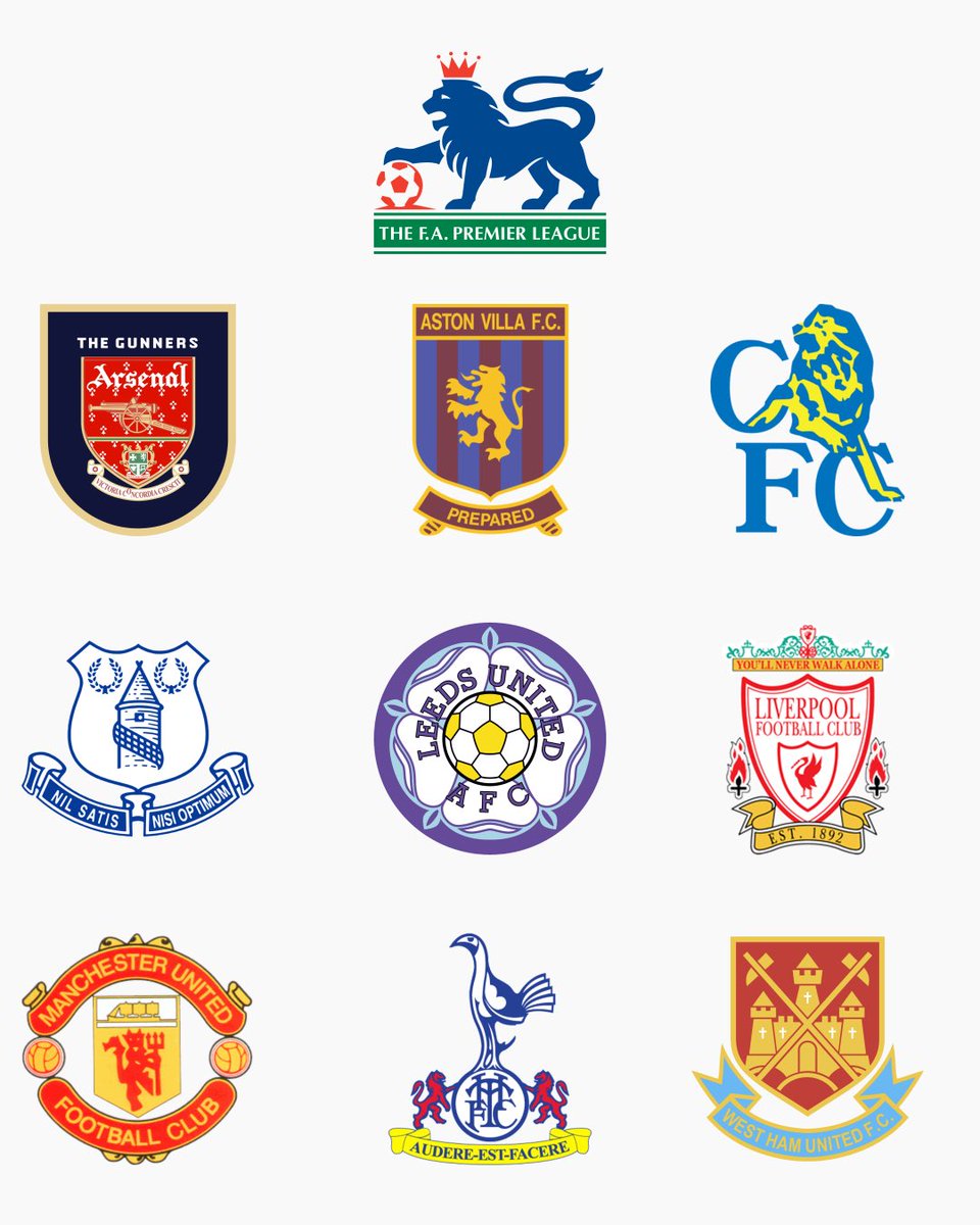 thesefootytimes's tweet photo. Nineties Premier League club crests were works of art 😍 https://t.co/PpFmmJ11zK