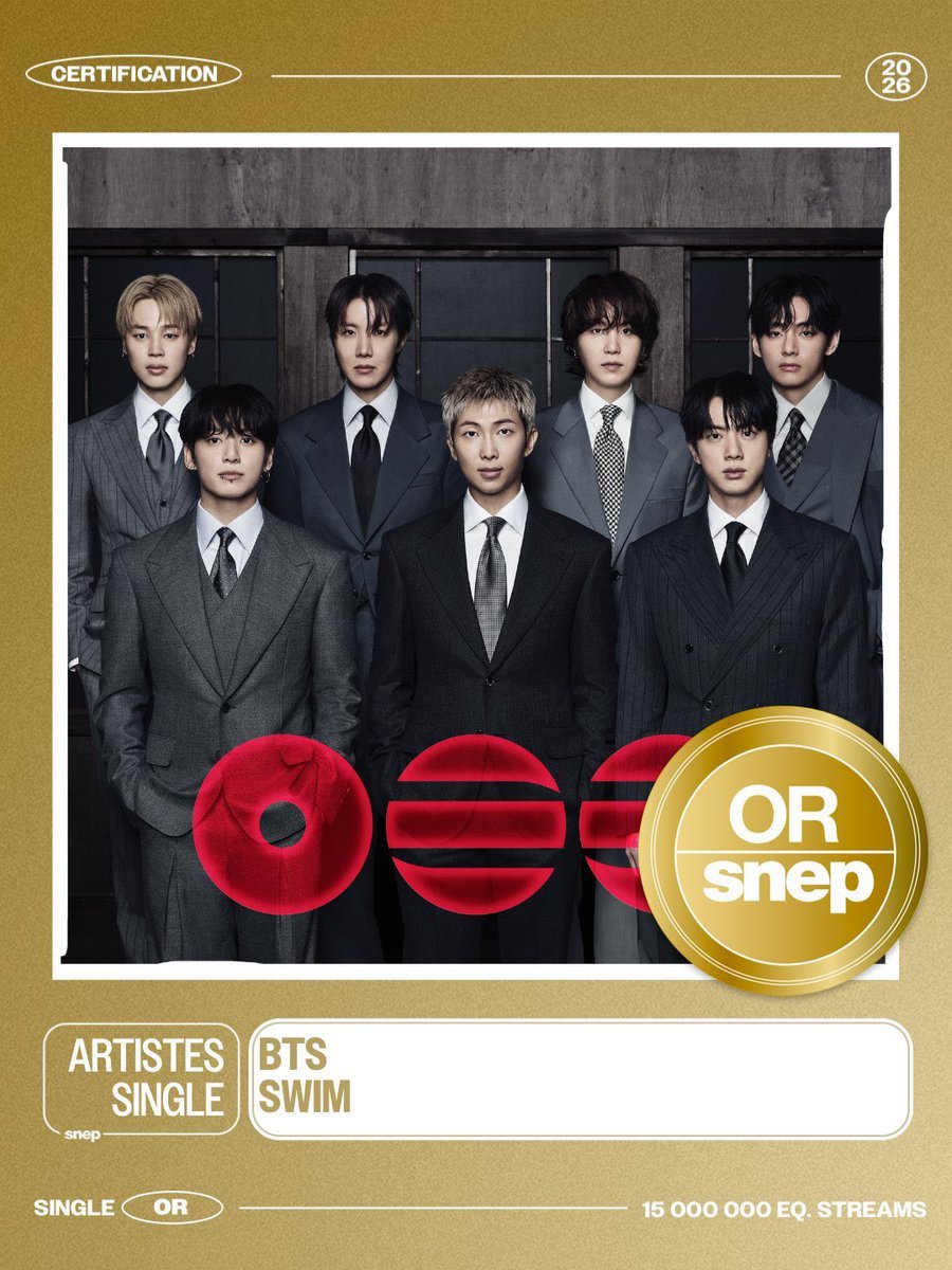 sawok_2min's tweet photo. 🇫🇷📀 “SWIM” ของ #BTS ได้รับการรับรองระดับ Gold จาก SNEP ประเทศฝรั่งเศสแล้ว!
🎉 

SWIM — Gold Certified in France 🇫🇷 🏆💿 https://t.co/1OmGfLUQbg
