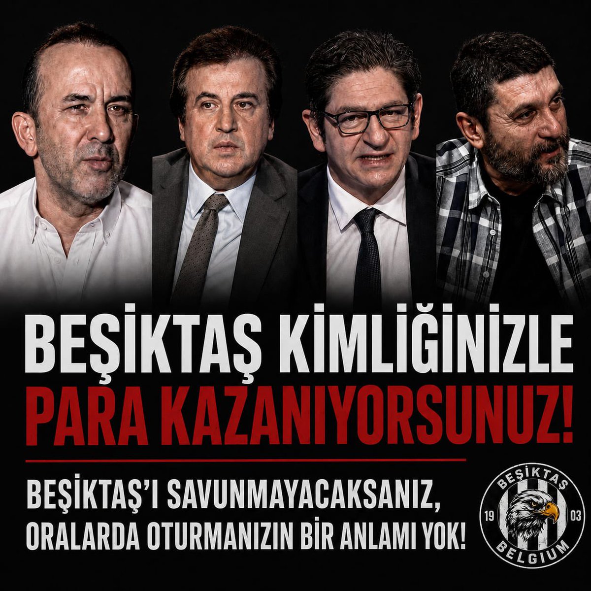 bjkbelgium's tweet photo. Dünkü hakem faciasının ardından Ahmet Çakar’ın ve Ümit Özat’ın bile savunduğu Beşiktaş’ı siz savunmadınız!

Mehmet Özdilek, Ali Gültiken, Güntekin Onay ve Cem Dizdar… Beşiktaş kimliğinizle bulunduğunuz makamlarda, söz konusu Beşiktaş olduğunda neden sessiz kalıyorsunuz?

Buna kişisel hesaplaşma mı diyelim, makam ve mevki sevdası mı? Beşiktaş sayesinde kazandığınız itibarı, Beşiktaş haksızlığa uğradığında onu savunmak için kullanmayacaksanız oralarda oturmanızın hiçbir anlamı yok!

Beşiktaş sizden ayrıcalık değil, hakkını savunmanızı bekliyor!