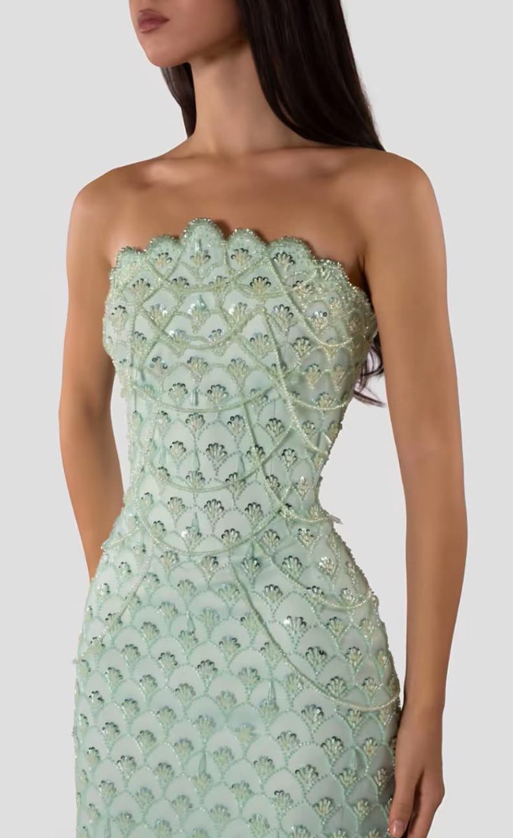 Eveboards's tweet photo. Valentine couture Mint scale beaded dress https://t.co/7GE92cQSVP