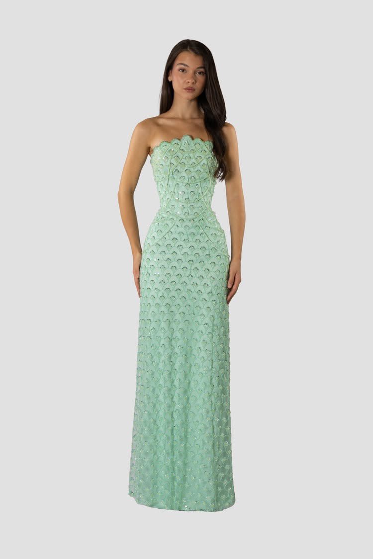 Eveboards's tweet photo. Valentine couture Mint scale beaded dress https://t.co/7GE92cQSVP