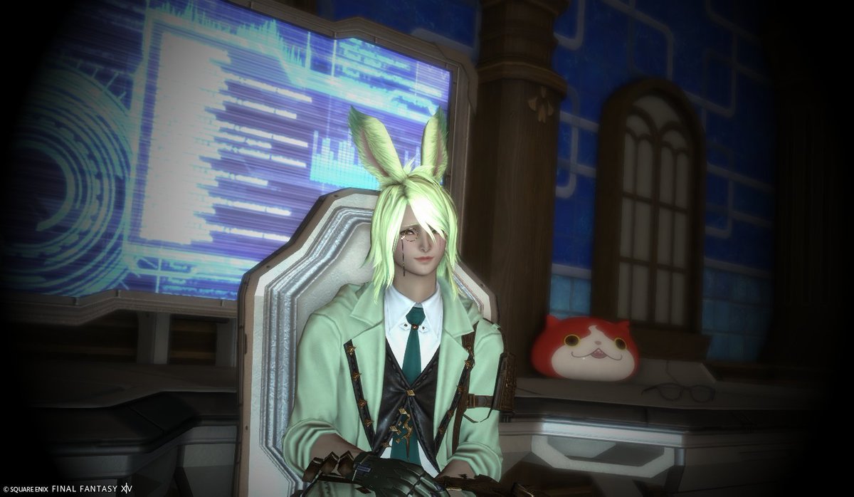 Kestelthuris's tweet photo. I finally started playing #FFXIV this month and it's been fun so far. Here's my green bunny boy https://t.co/doJC7m2zOL