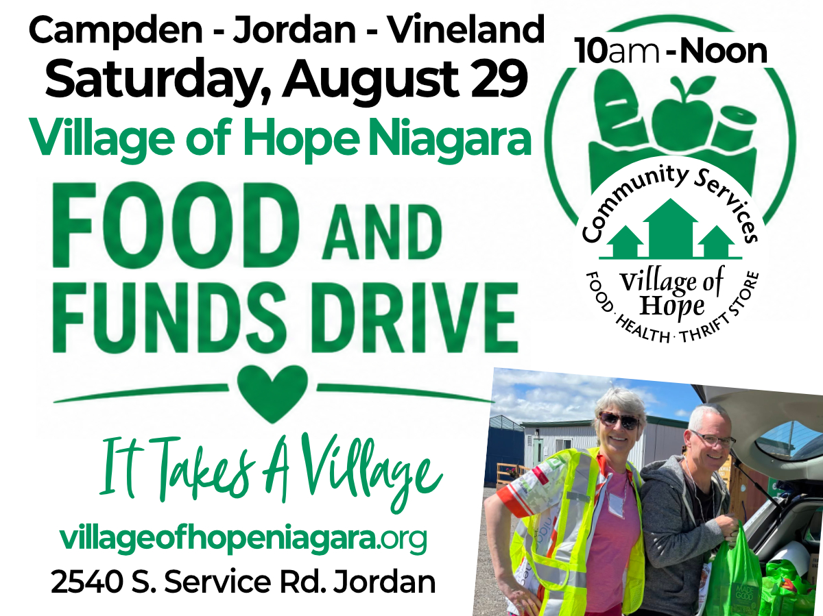 VoHNiagara's tweet photo. Sat Aug 29 Join us for a morning of caring and concern for our neighbours in need. Our Village of Hope Niagara #Campden #Jordan #Vineland in Lincoln,ON Food and Funds Drive is from 10am - Noon Porch pickup or Drop-off. https://t.co/YAVsnM30Ez https://t.co/8SxNyXpXW4