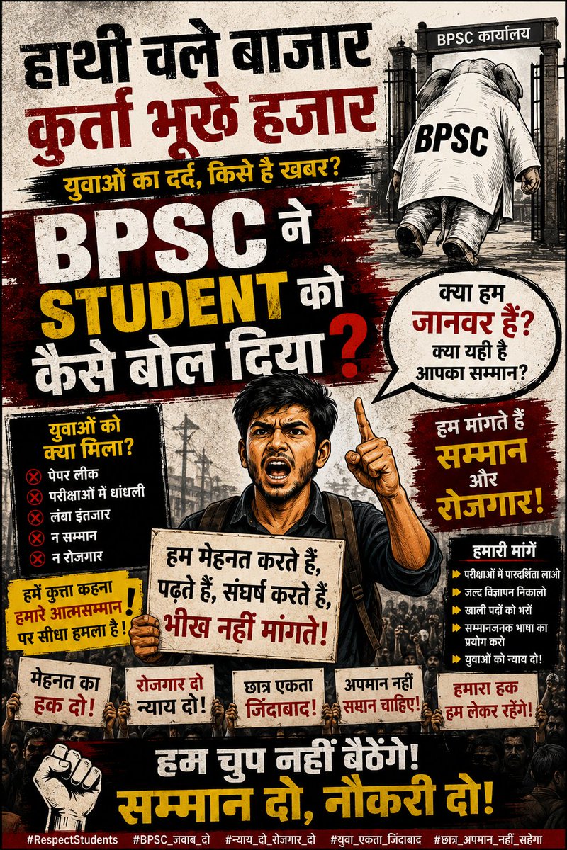 KumarBicky19's tweet photo. स्टूडेंट को कुत्ता बोल दिया।
नौकरी, रोजगार,बेरोजगार मेहनत, करने वाले छात्र को जो न्याय के लिए लड़ रहा है।
उसको कुत्ता बोल दिया।
#बीपीएससी_शर्म_करो 
#स्टूडेंट 
#Bpsc 
#bihar
#protest https://t.co/KWa2tt8uQ8