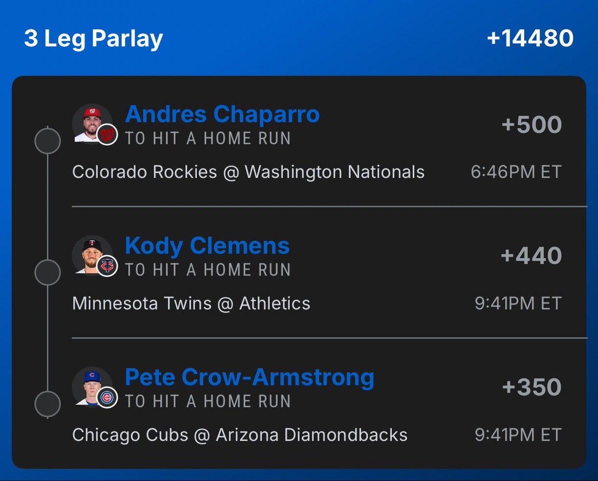 bbrownDTP's tweet photo. ⚖️ Balanced Dinger Lay 

🔗: https://t.co/XAaXC2VGbL

Like ♥️ + Retweet 🔁 if tailing, let’s cash!

📊 Provided by @rudebets

🎟️ Save 25% with code “BBDTP” - @Playbook https://t.co/xTge1xq5WI